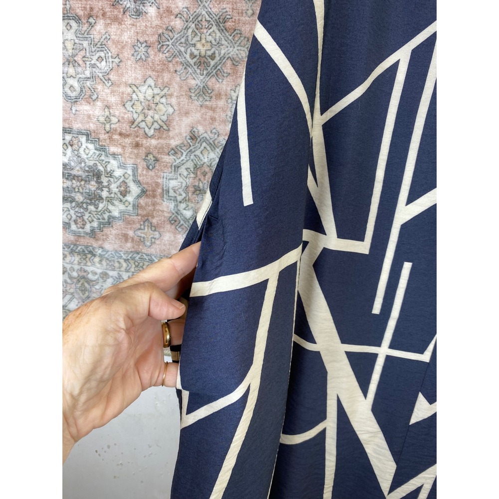 Banana Republic Trapeze Dress M Navy MCM Excellent Geometric Abstract Artsy Mod - Picture 7 of 12